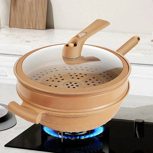 Multifunktionel Wokpande med Non-Stick Belægning