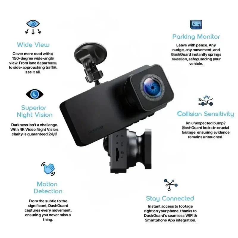 4K Bilkamera med Optagelse