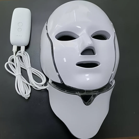 LED Ansigts- og Halsmaske med 7 Farver – Genopladelig USB Hudplejeenhed