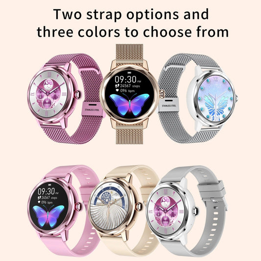 Smart guld-smartwatch för kvinnor – lyxig sportklocka i rostfritt stål