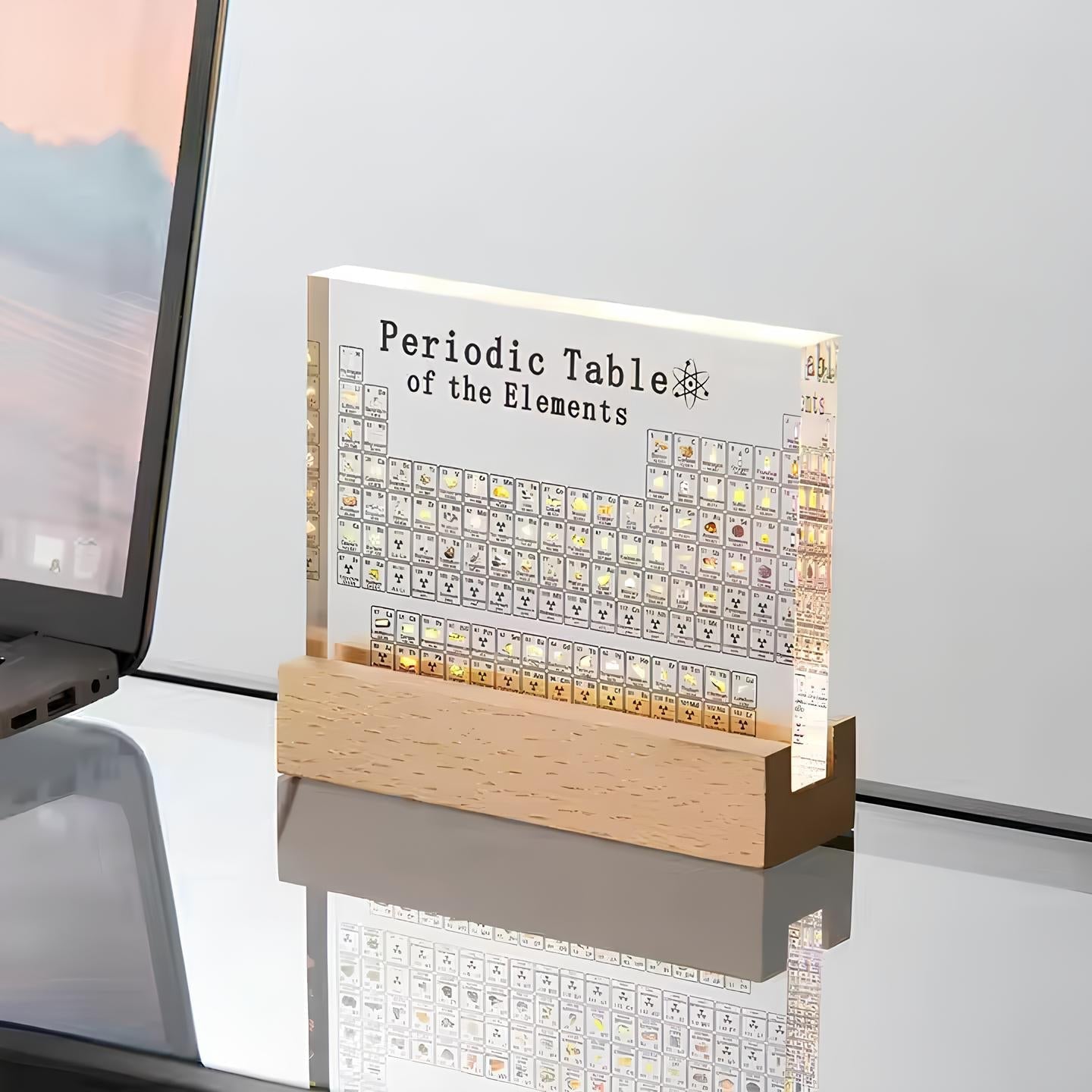 Lysende Periodisk Tabel med Ægte Elementer - ChemArt
