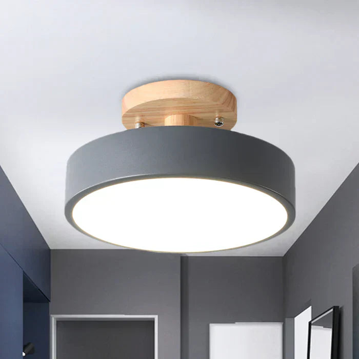 Skandinavisk LED Loftlampe i Træ og Metal 39W