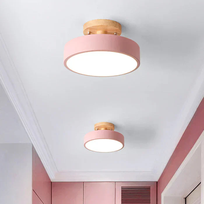Skandinavisk LED Loftlampe i Træ og Metal 39W