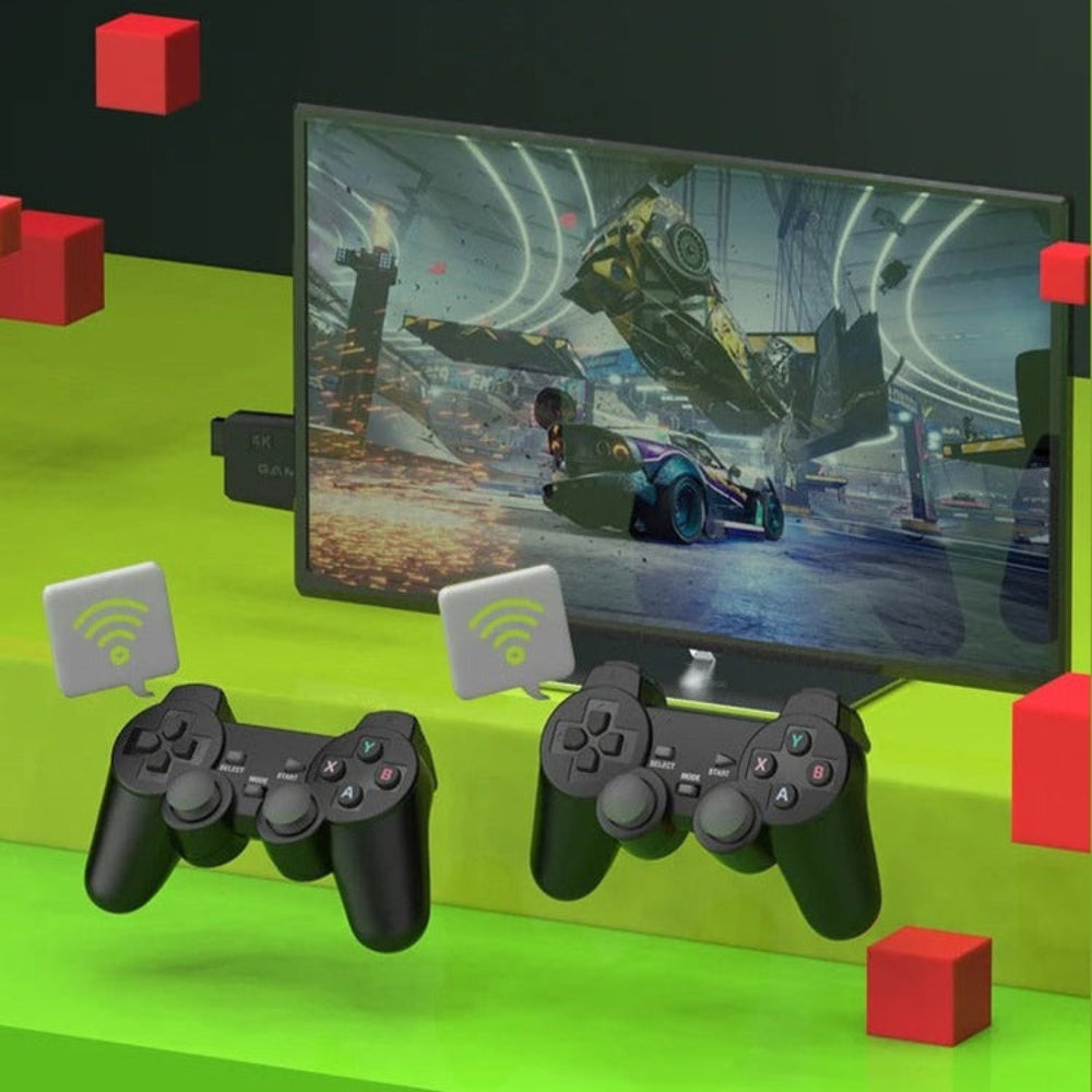 4K Retro Spilkonsol med Trådløse Controllere - Plug & Play