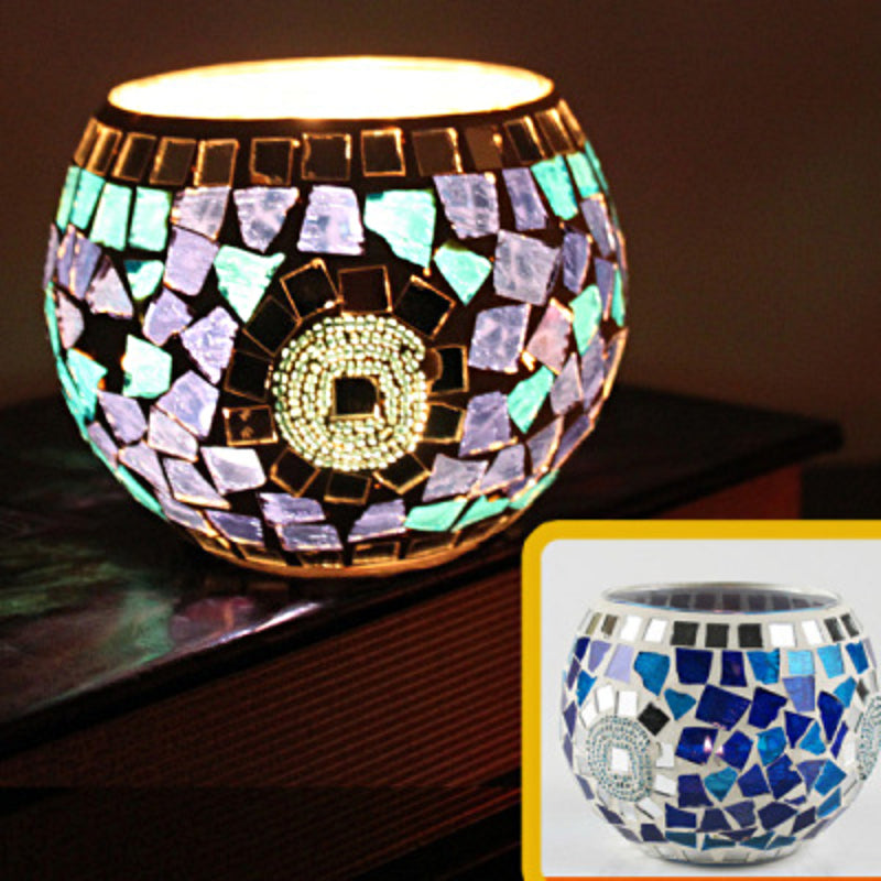 Europæisk Retro Glas Mosaik Lysestage