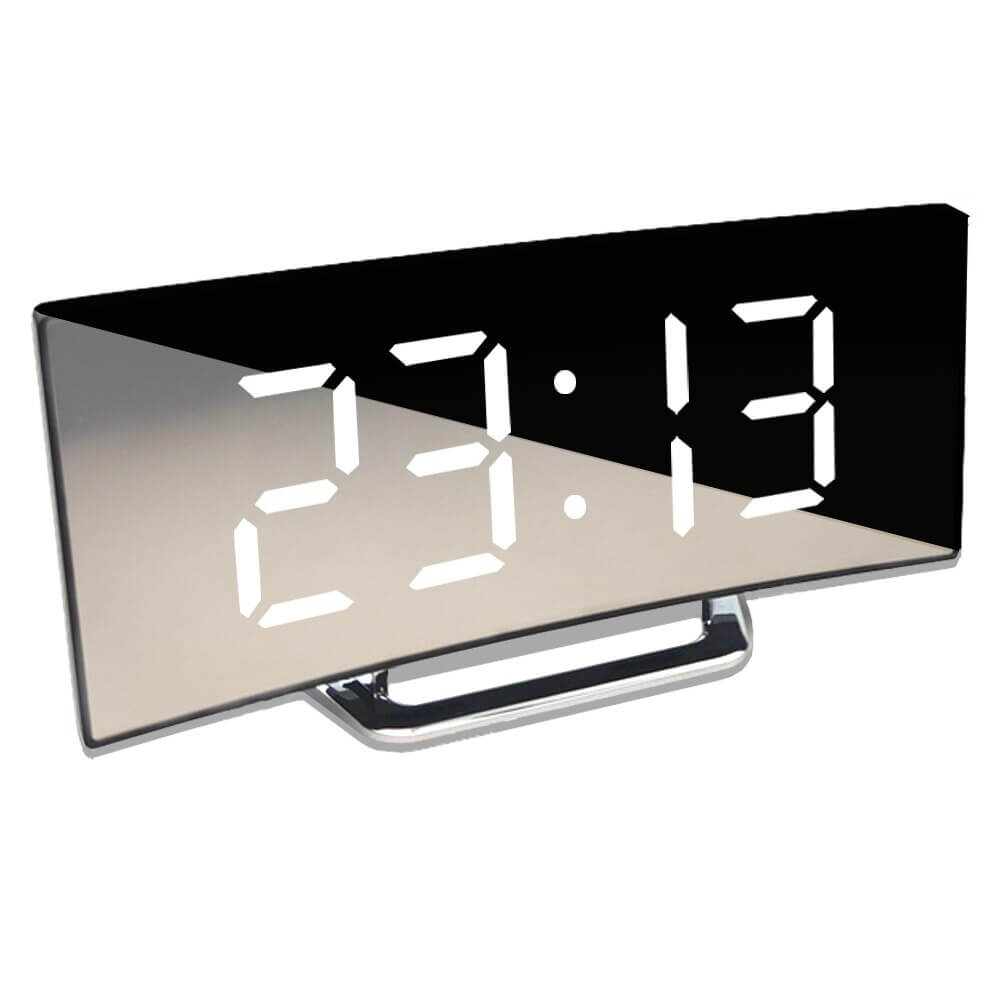 Moderne Digitalur med Alarm og Bølget LED-display