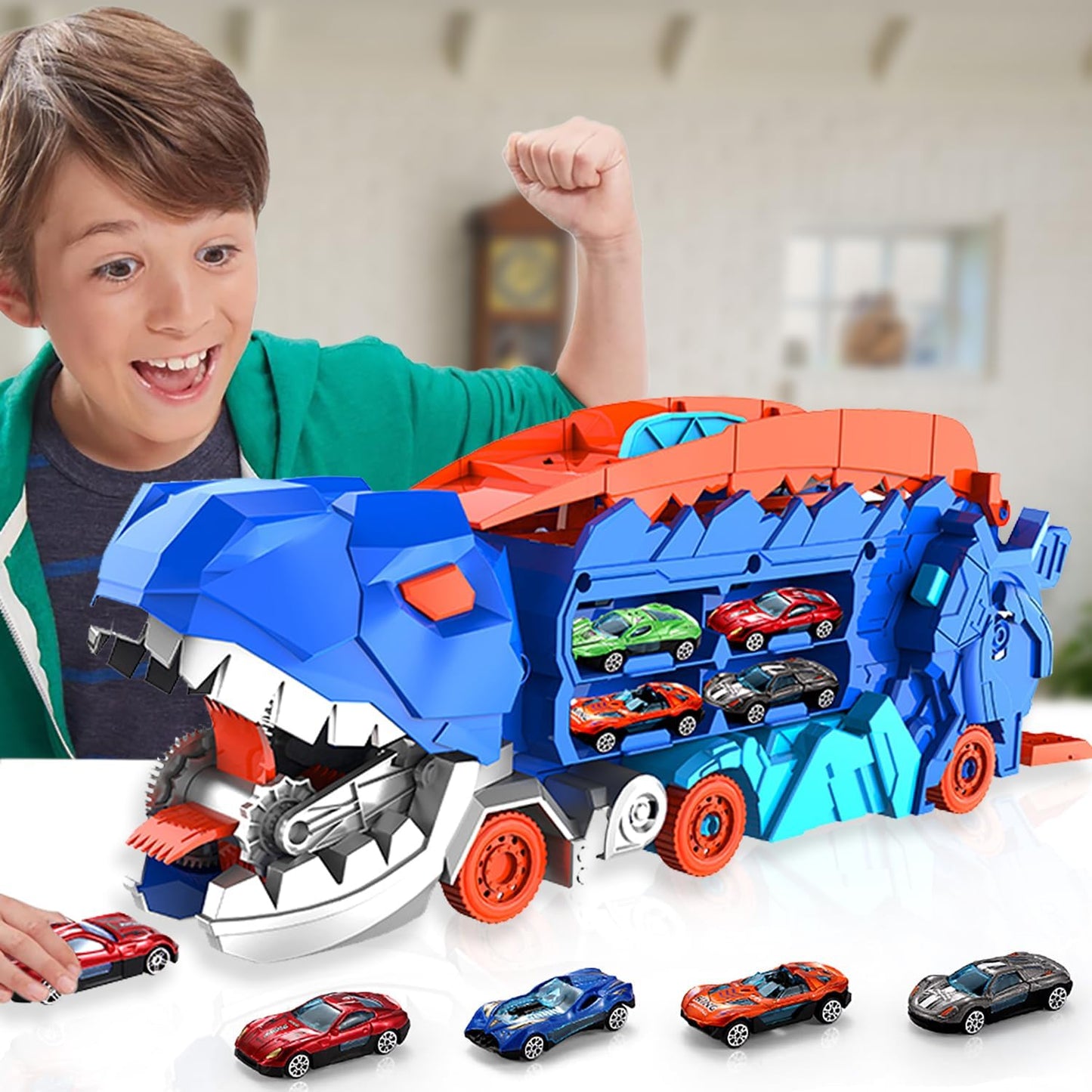 Dinotransportör – Förvandlingslastbil och Racerbaneset