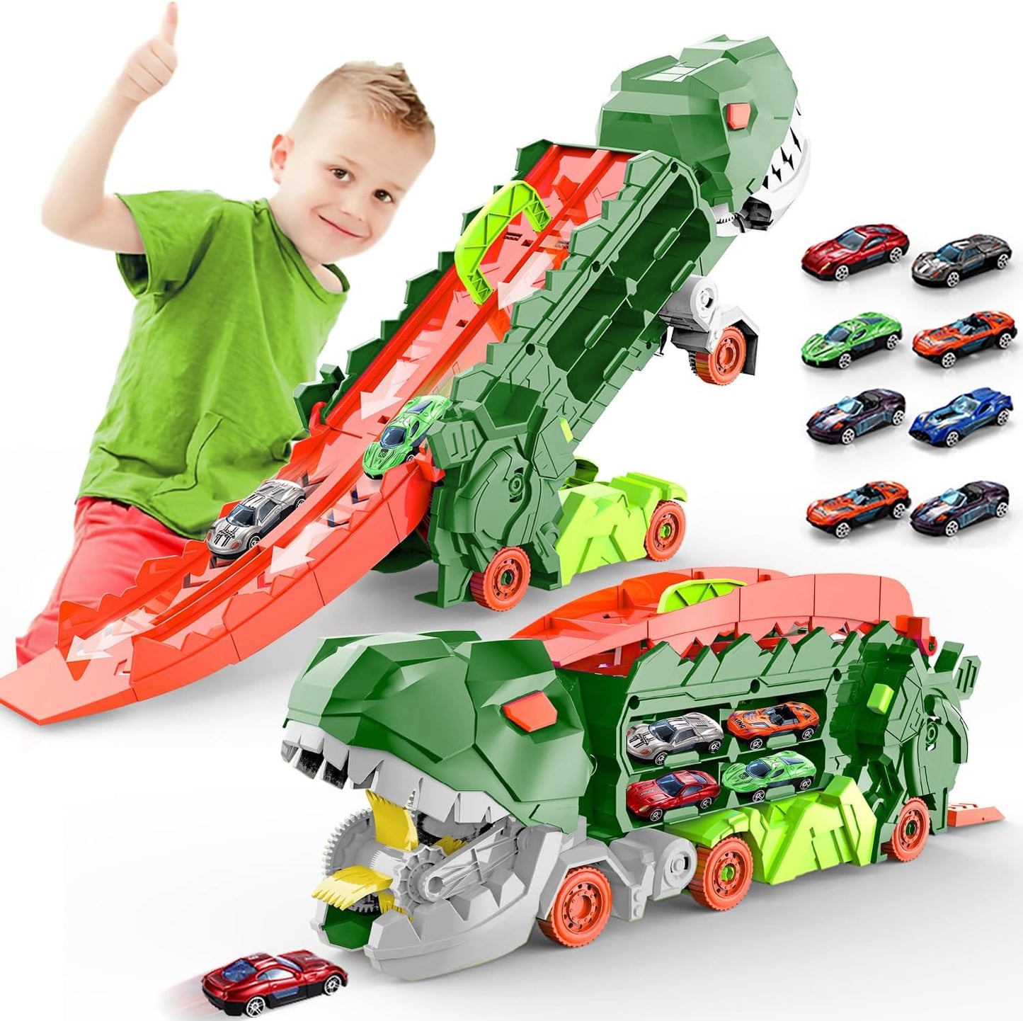 Dinotransportör – Förvandlingslastbil och Racerbaneset