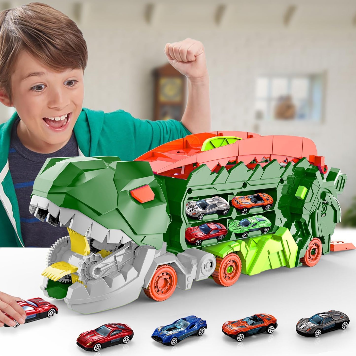 Dinotransportör – Förvandlingslastbil och Racerbaneset
