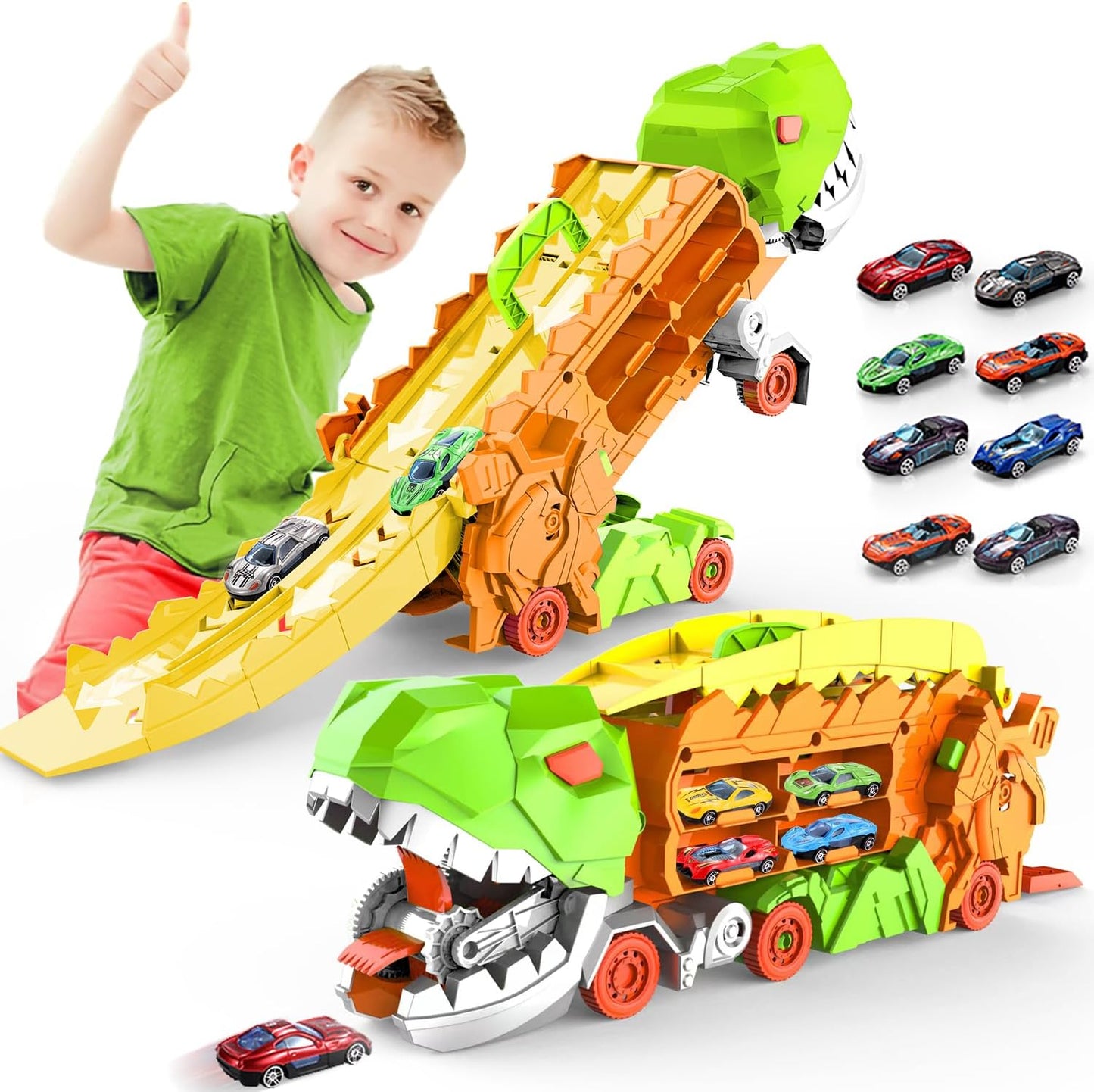 Dinotransportör – Förvandlingslastbil och Racerbaneset