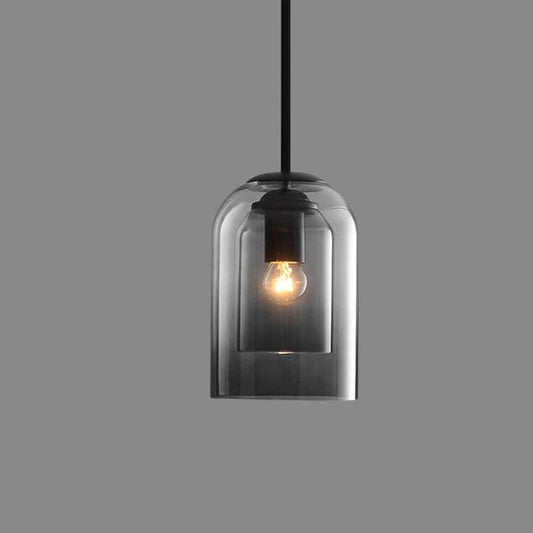Moderne Pendellampe med dobbelt glas til stue og spisestue