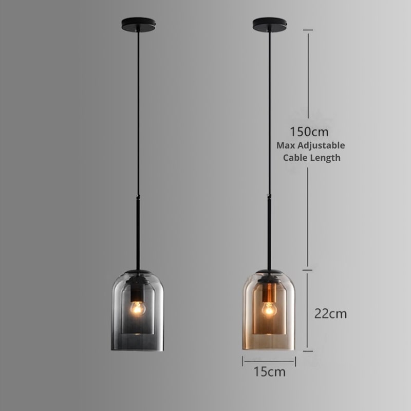Modern taklampa med dubbelt glas för vardagsrum och matsal