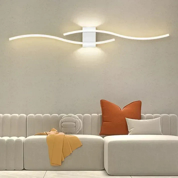 Moderne LED Væglampe i Bølgeform | 60×15 cm | Energibesparende og Blødt Lys