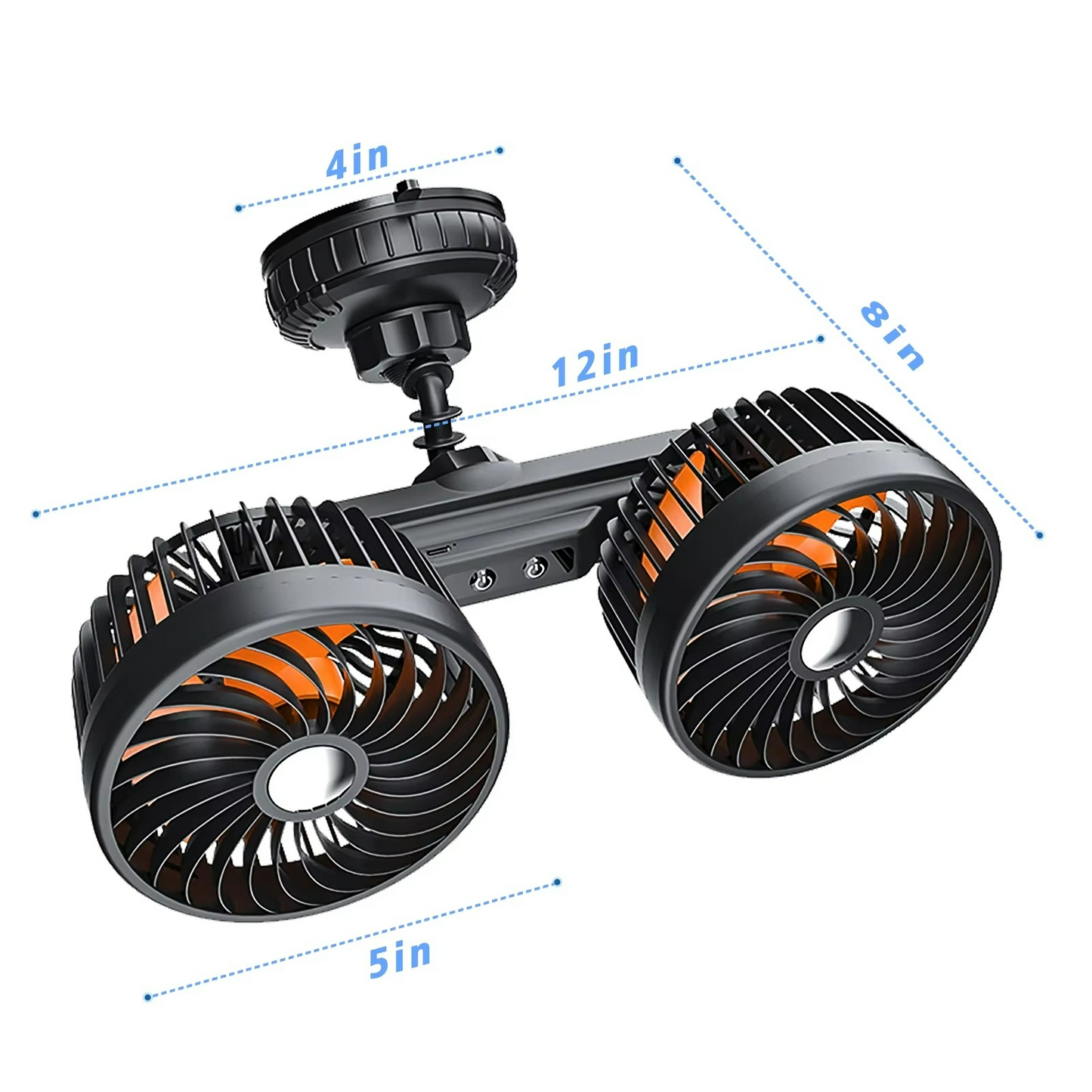 Kraftfuld Dobbelt Bilventilator med Sugekop og Lang Batteritid