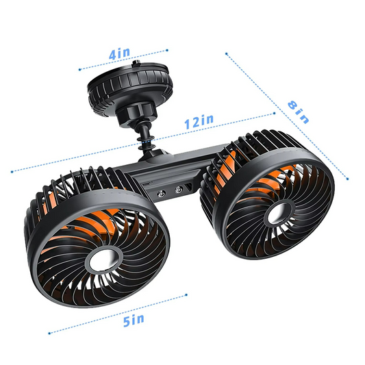 Kraftfuld Dobbelt Bilventilator med Sugekop og Lang Batteritid
