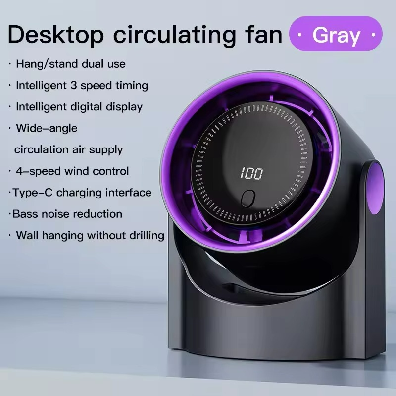 Trådlös Bärbar Fläkt med Tyst Drift och Digital Display