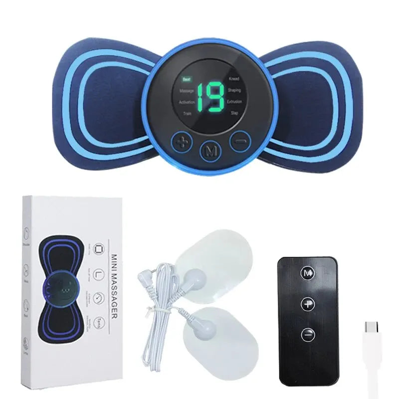 Mini bärbar elektrisk nackmassager med fjärrkontroll och kudde
