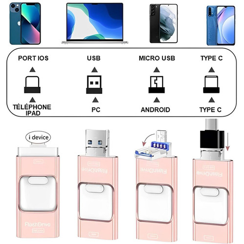 4-i-1 USB-stick til iPhone, Android og PC – Ekstern lagerplads og sikkerhedskopi i lommeformat