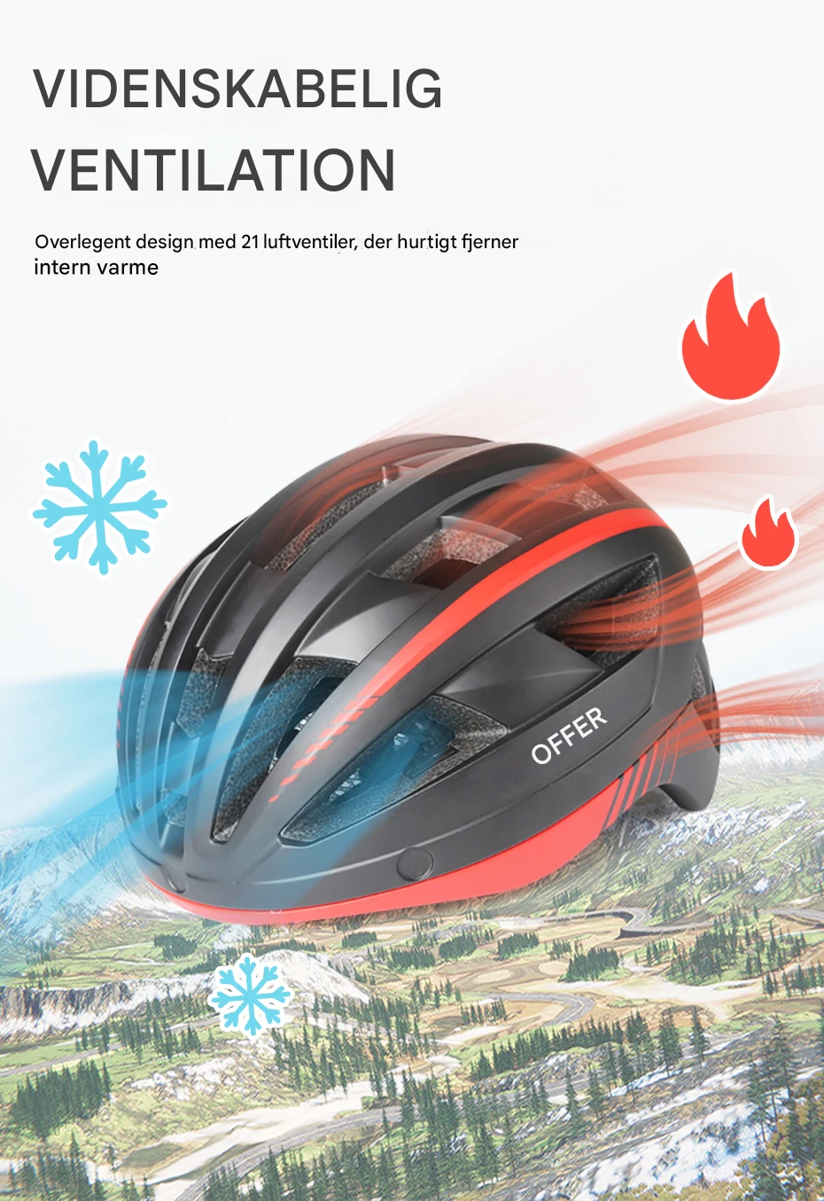 Cykelhjelm | Letvægtsdesign med integreret LED-baglys og optimal sikkerhed for mænd og kvinder