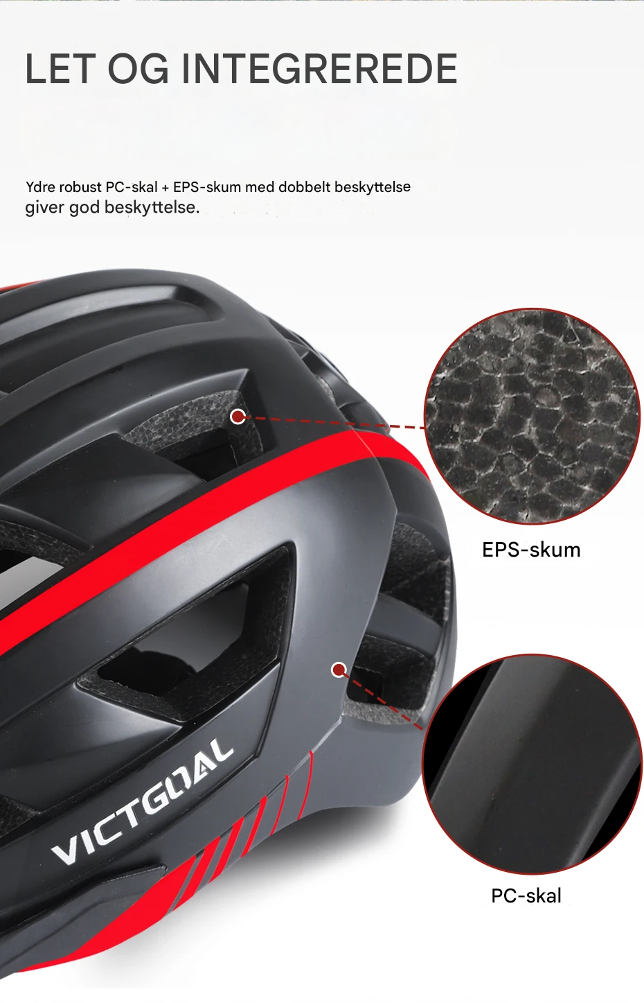 Cykelhjelm | Letvægtsdesign med integreret LED-baglys og optimal sikkerhed for mænd og kvinder