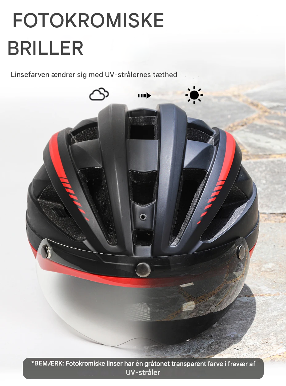 Cykelhjelm | Letvægtsdesign med integreret LED-baglys og optimal sikkerhed for mænd og kvinder