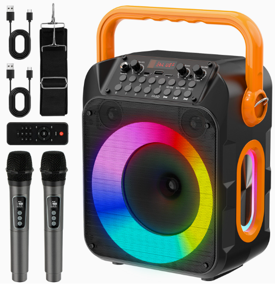 Trådlös Karaoke Högtalare med Mikrofoner och Lång Batteritid