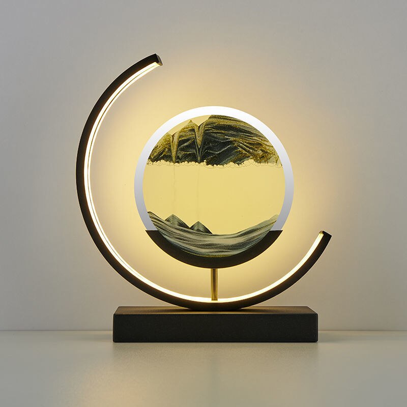 LED Bordlampe med Dynamisk Sandkunst - Beroligende Belysning