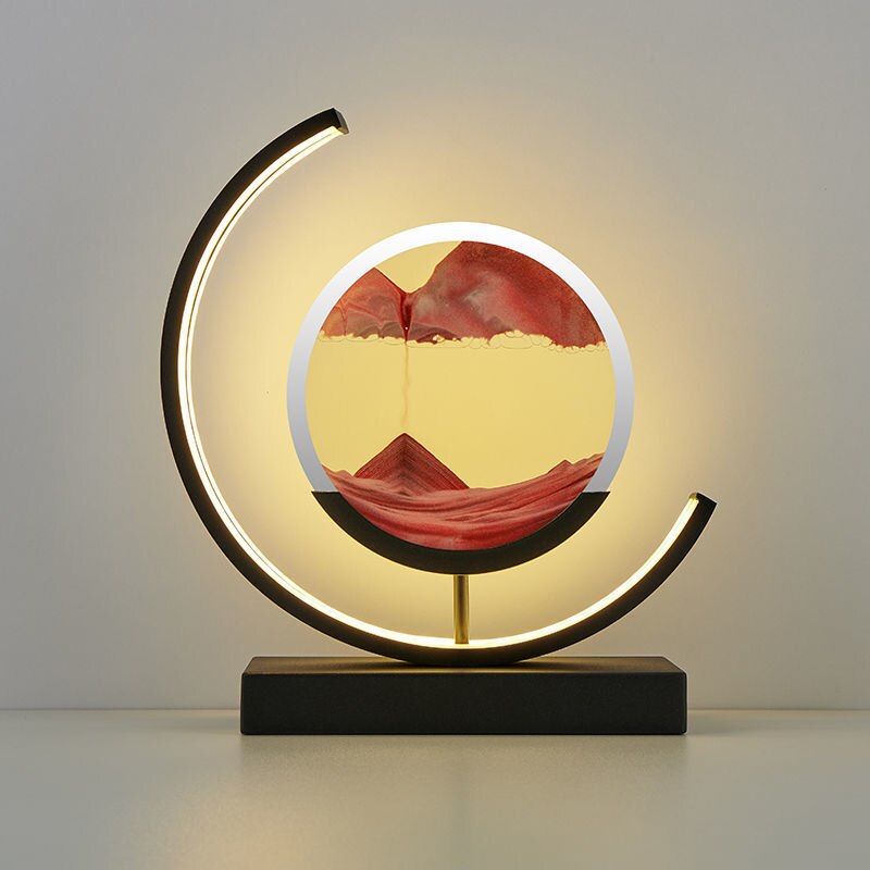 LED Bordlampe med Dynamisk Sandkunst - Beroligende Belysning