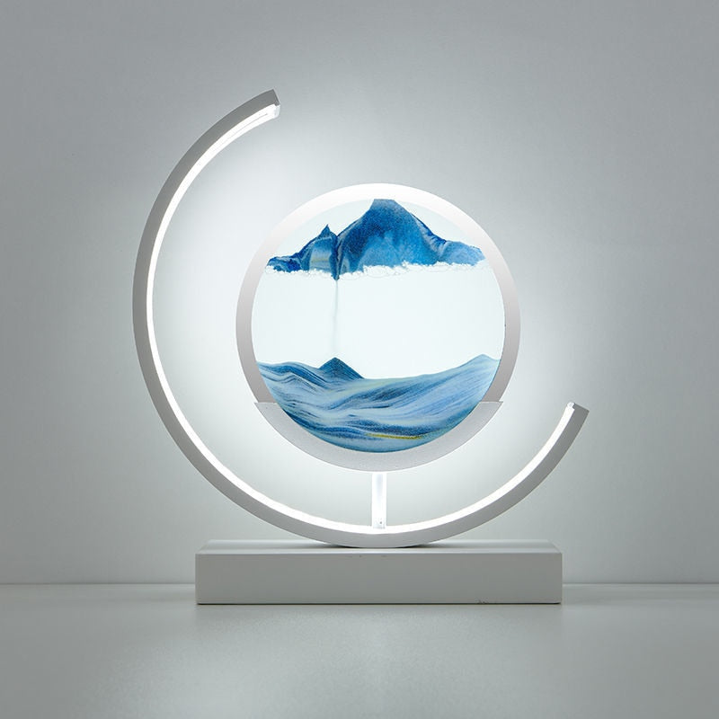 LED Bordlampe med Dynamisk Sandkunst - Beroligende Belysning