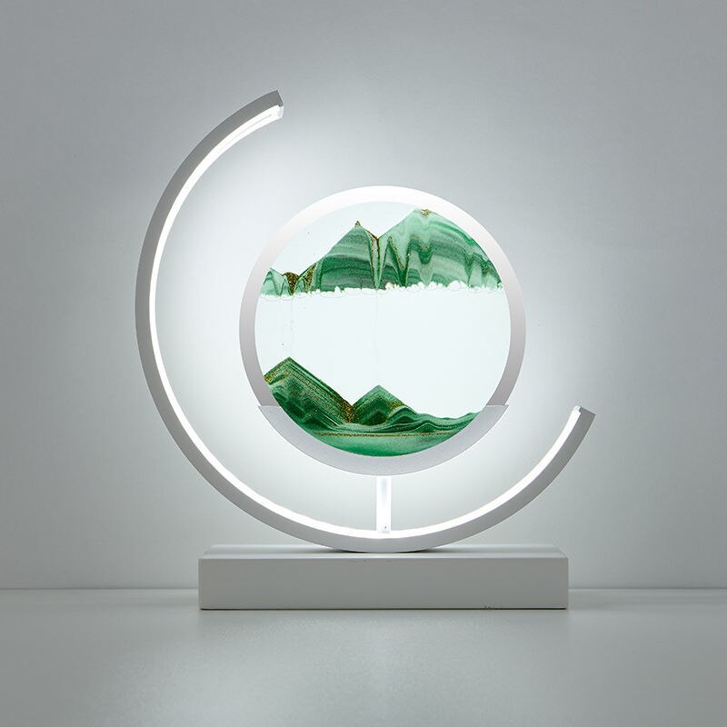 LED Bordlampe med Dynamisk Sandkunst - Beroligende Belysning