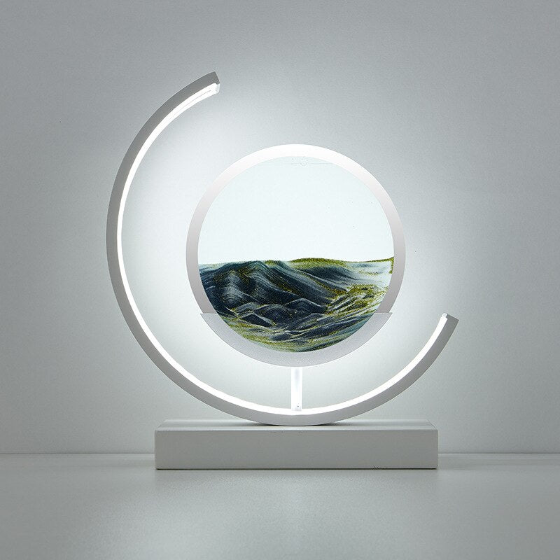 LED Bordlampe med Dynamisk Sandkunst - Beroligende Belysning