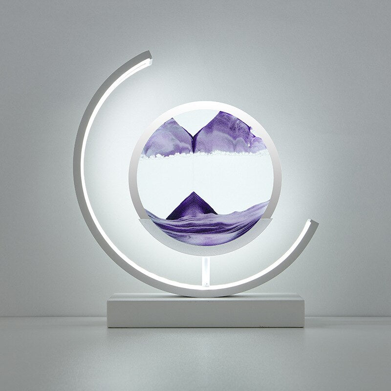 LED Bordlampe med Dynamisk Sandkunst - Beroligende Belysning