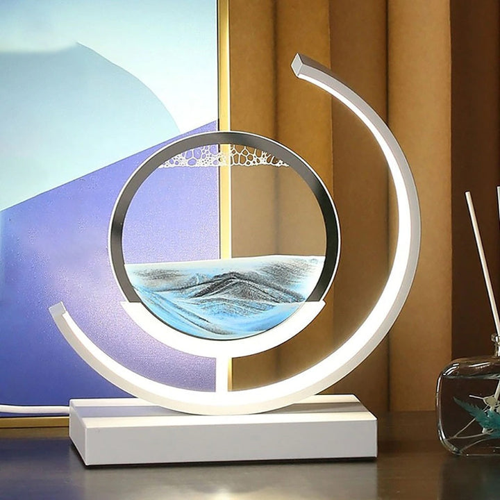 LED Bordlampe med Dynamisk Sandkunst - Beroligende Belysning
