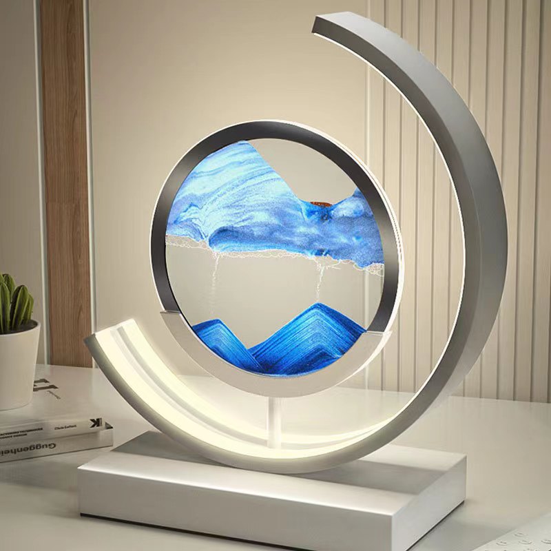 LED Bordlampe med Dynamisk Sandkunst - Beroligende Belysning