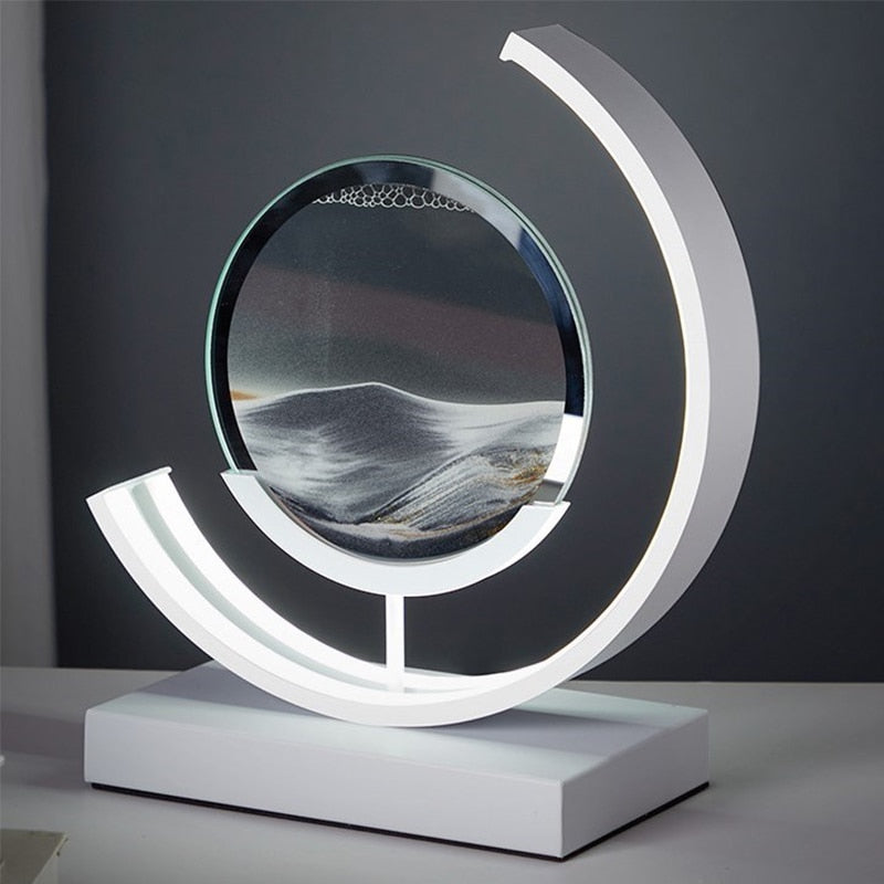LED Bordlampe med Dynamisk Sandkunst - Beroligende Belysning