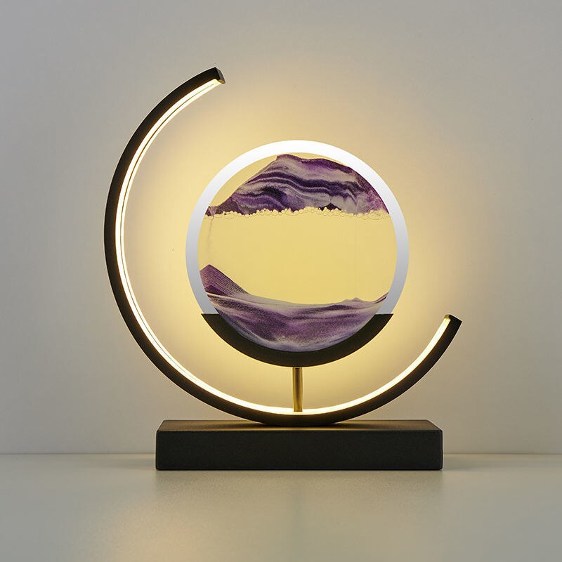 LED Bordlampe med Dynamisk Sandkunst - Beroligende Belysning