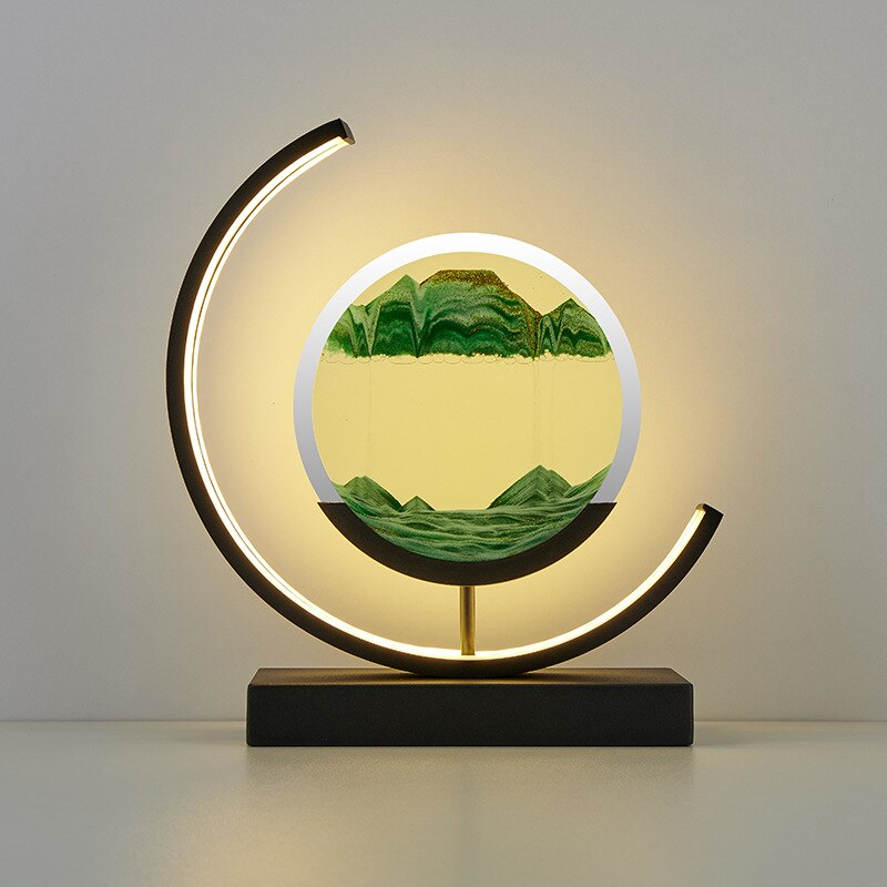 LED Bordlampe med Dynamisk Sandkunst - Beroligende Belysning