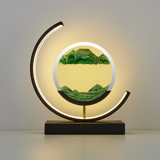 LED Bordlampe med Dynamisk Sandkunst - Beroligende Belysning