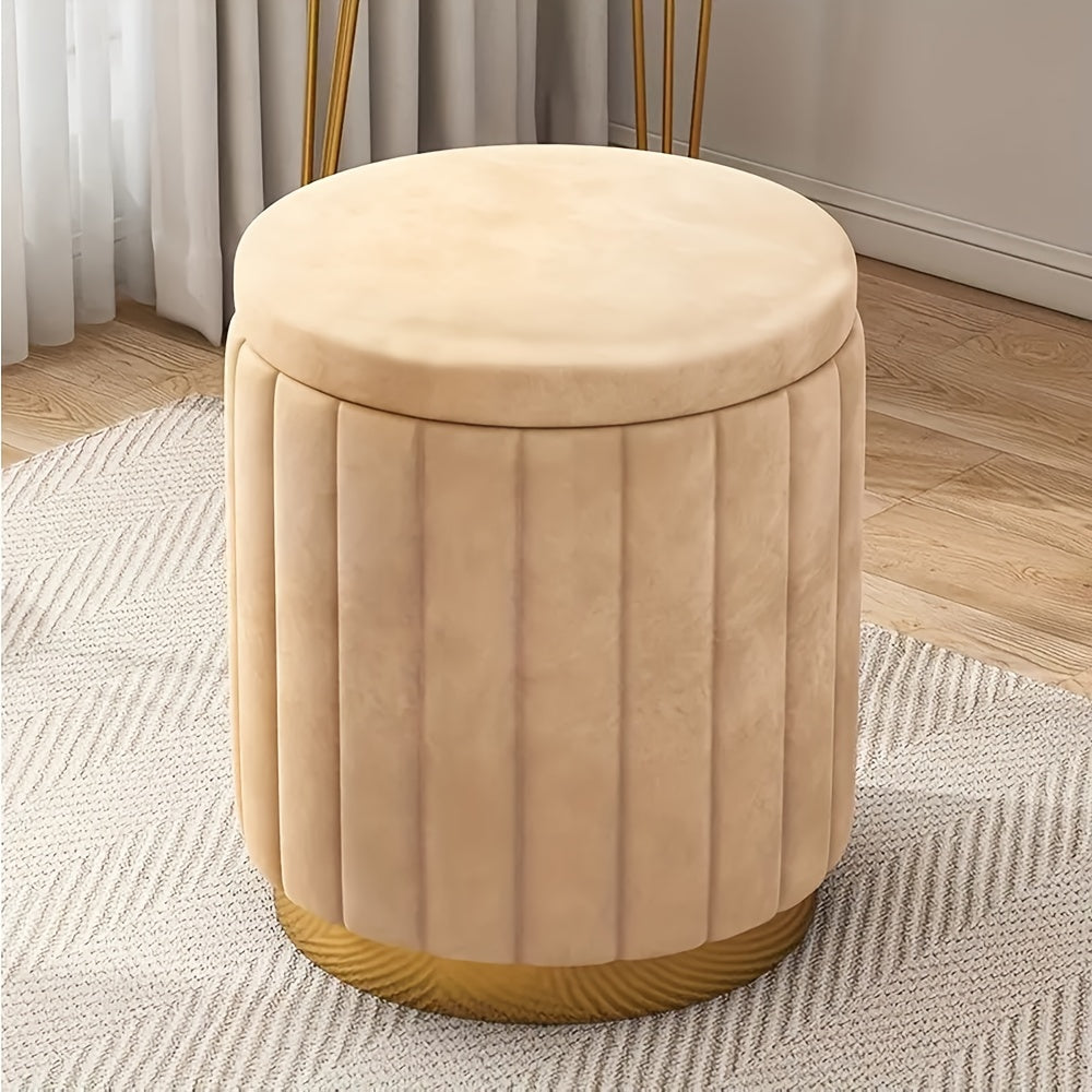 Elegant förvaringspuff med spegelfinish – Rund design