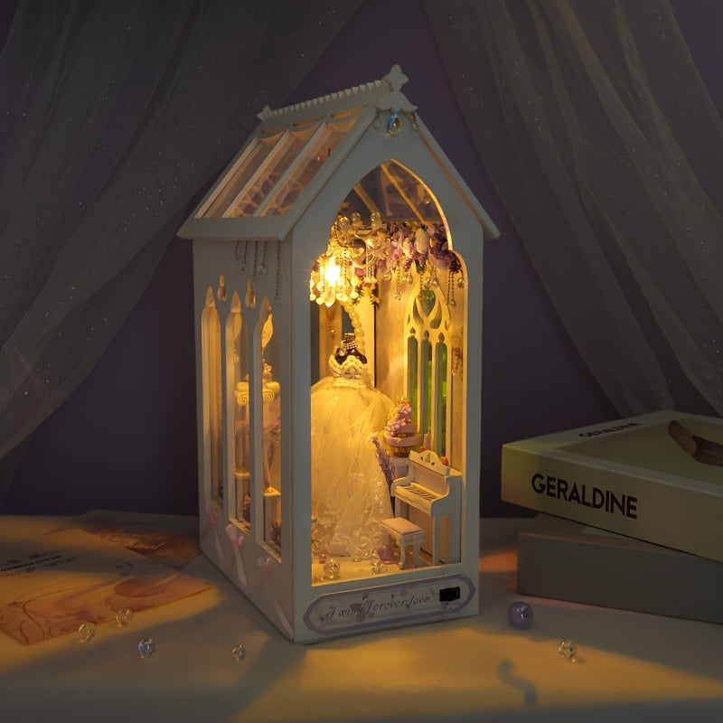 Miniatyrbrudestue – DIY 3D byggesæt med belysning og møbler