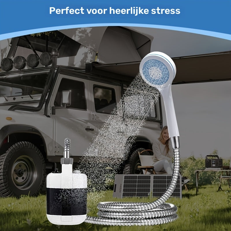 Bärbar campingdusch med vattenfiltersystem