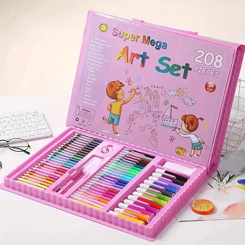 Omfattende Kunstsæt med 208 Stykker – Professionel Kvalitet til Unge Kreatører