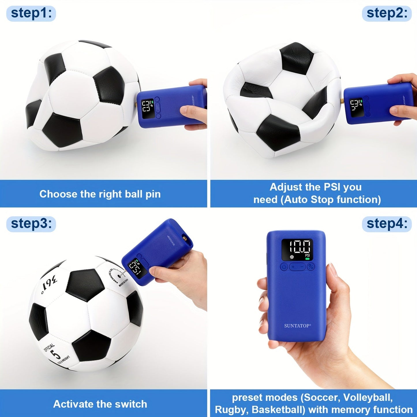 Effektiv Automatisk Pump för Sportbollar – 20 PSI