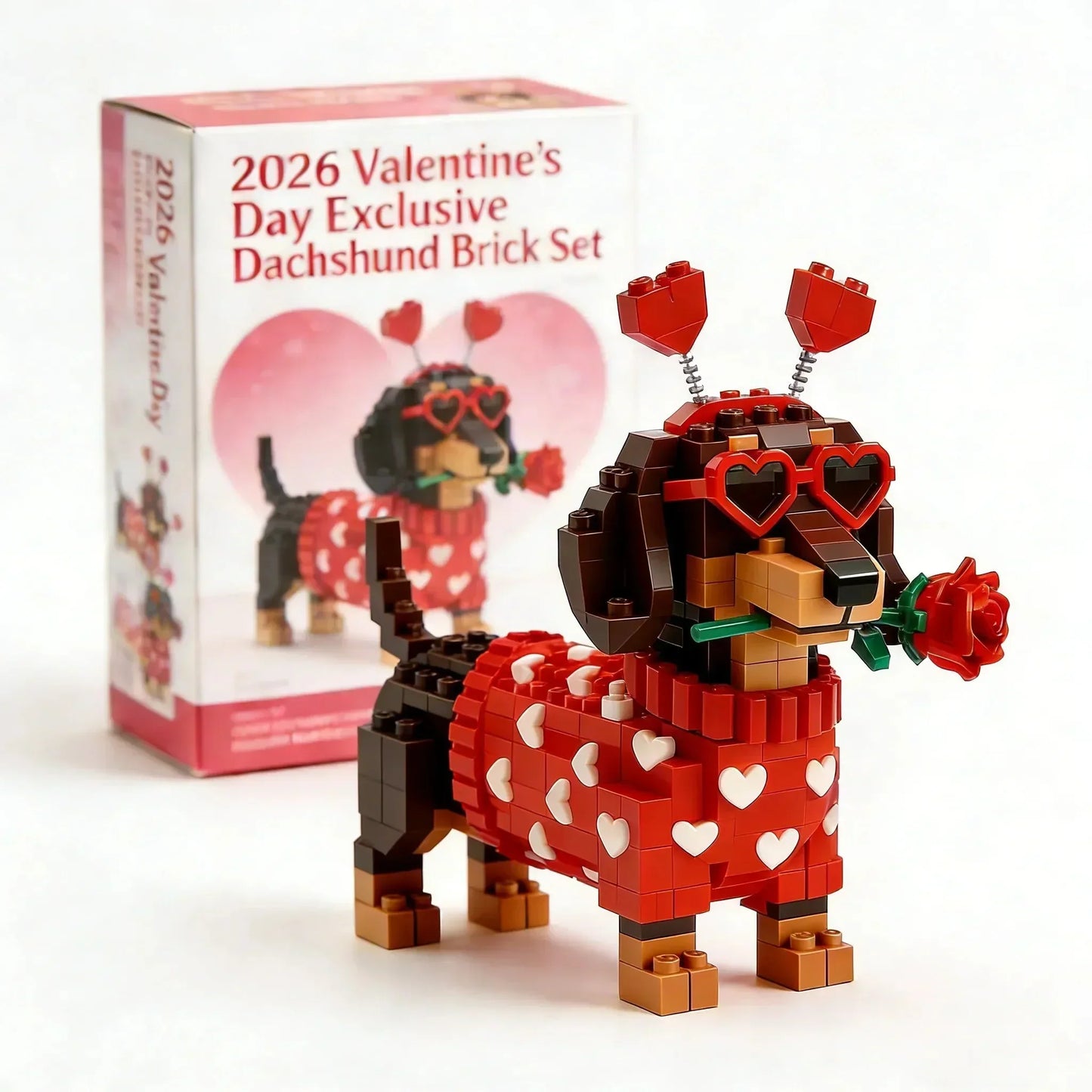 Dachshund konstruktionsset med hjärtdesign för Alla hjärtans dag 2026