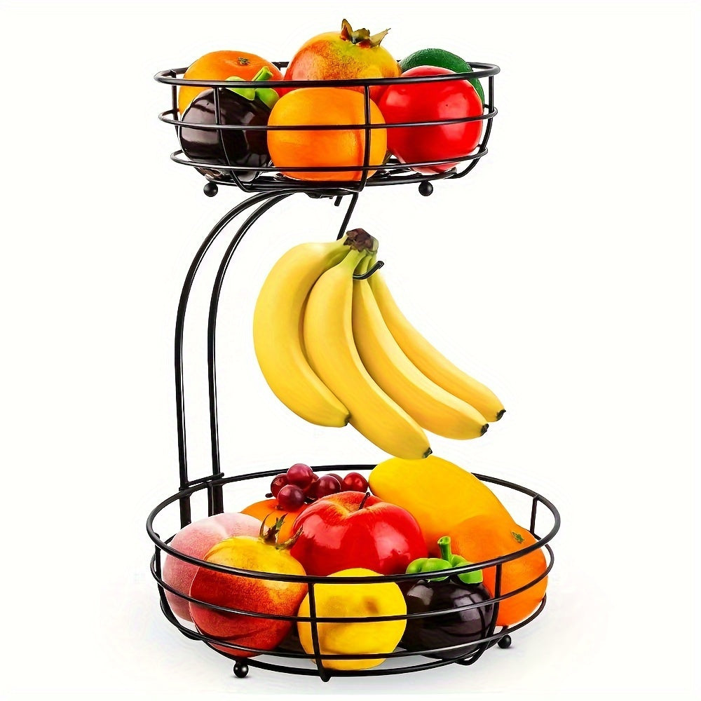 Praktisk fruktkorg i två nivåer med bananhållare