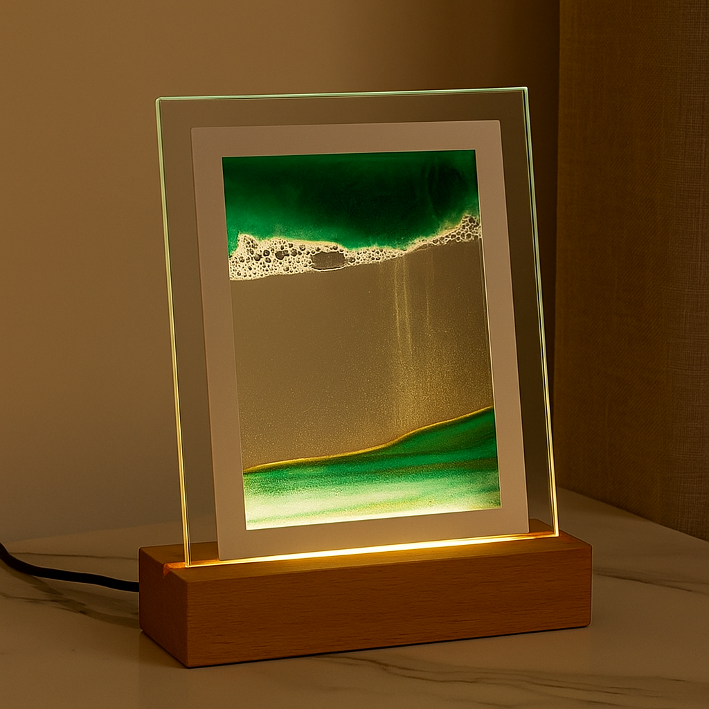 Sandkunst Lampe med Varmt LED Lys – Skab Stemning i Dit Hjem