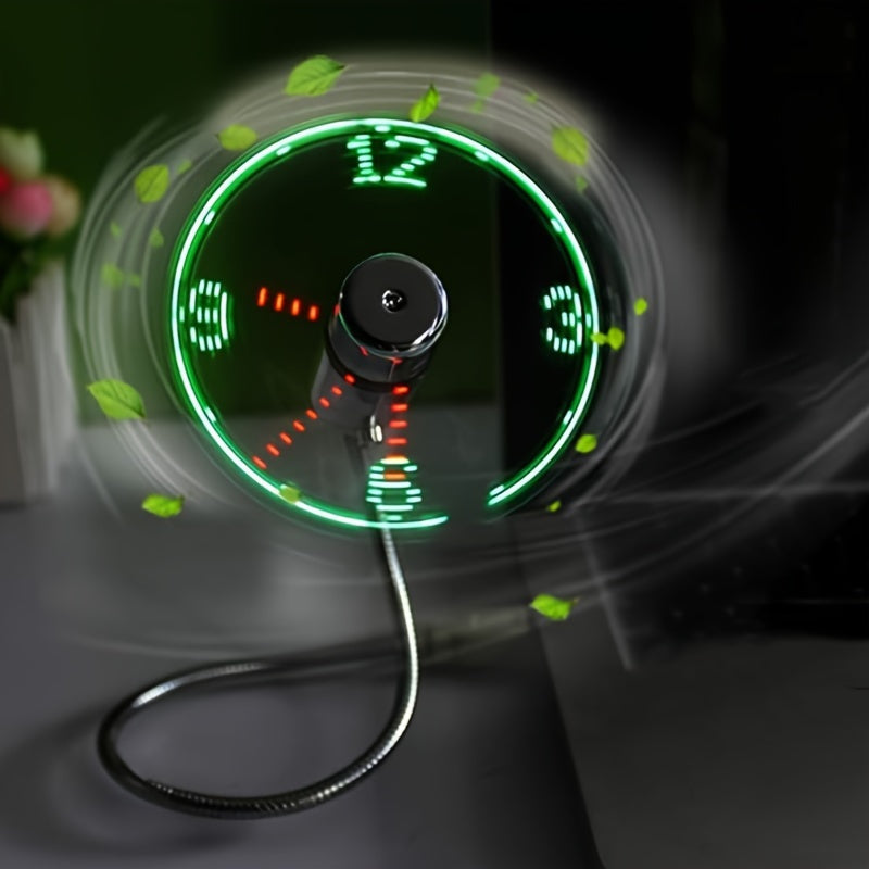 USB Fläkt med LED Klocka – Kompakt och Stilren