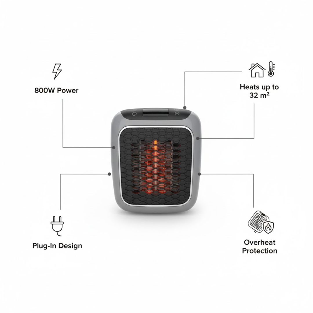Bärbar energisnål värmare med modern design