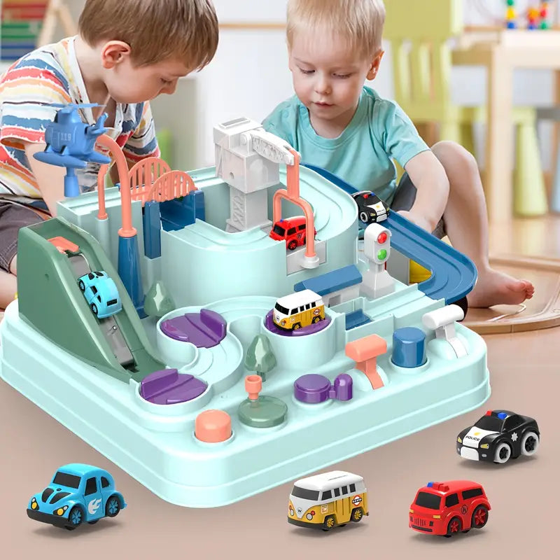 Interaktivt Montessori lekset med leksaksbilar – Magnetisk bilbana