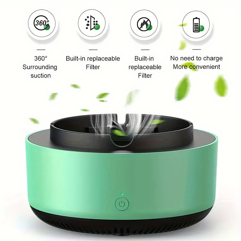 Smart askkopp med luftrenare – effektiv borttagning av rök och lukt med elegant design
